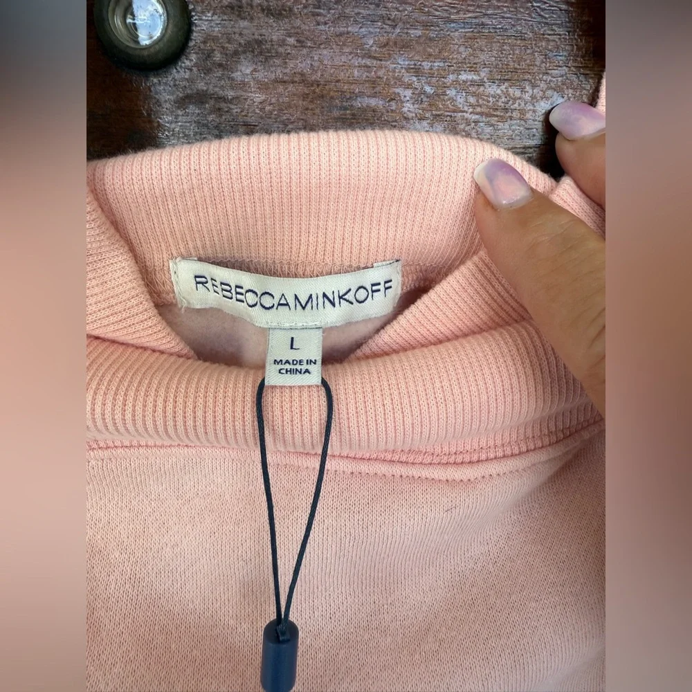 Rebecca Minkoff Light Pink Off-Shoulder Long Sleeve Demi Sweatshirt, Large, NWT - Picture 6 of 11